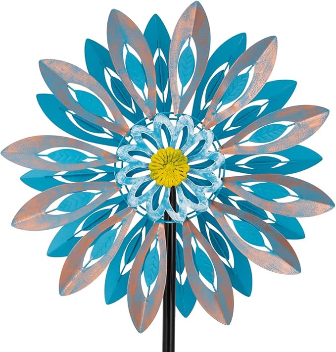 Viveta Wind Spinners,18 * 81" Large Outdoor Wind Spinner,Double-Side Wind Sculpture with 4 Sturdy Stake,Metal Windmill for Yard and Garden-Ruum Studio Home