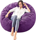 Bean Bag Chairs for Adults - Memory Foam Furniture BeanBag Chair - Kids/Teens Sofa with Soft Micro Fiber Cover - Round Fluffy Couch for Living Room Bedroom College Dorm - 4 ft, Purple-Ruum Studio Home