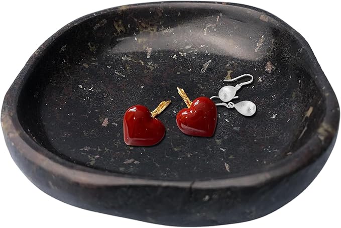 Handmade Decorative Bowl - Natural River Stone Pebble Artisan Crafted Serving Dish | 4-6 Inch Unique Decorative Tray for Home Centerpiece, Jewelry Holder (black)-Ruum Studio Home