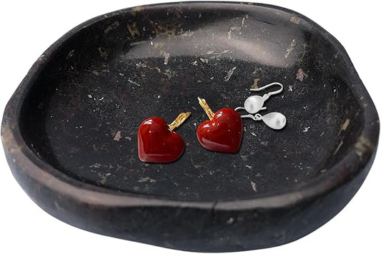 Handmade Decorative Bowl - Natural River Stone Pebble Artisan Crafted Serving Dish | 4-6 Inch Unique Decorative Tray for Home Centerpiece, Jewelry Holder (black)-Ruum Studio Home