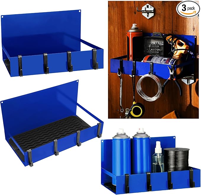 3 Pack Magnet Garage Organizer Magnetic Spice Rack for Refrigerator 20 lb Capacity Shelf Hanging Heavy Duty Magnetic Fridge Side for Organize Garage Tools(Blue)-Ruum Studio Home