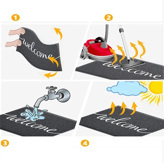 Front Door Mat - Non Slip, Durable Welcome Mat for High Traffic Areas (36"x24" Black)-Ruum Studio Home