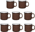 Set of 8 Ceramic Campfire Mugs – 15 Oz, Brown – Coffee & Tea Cups for Home, Work, Travel, Camping – Customizable, Great for DIY, Events, Companies-Ruum Studio Home