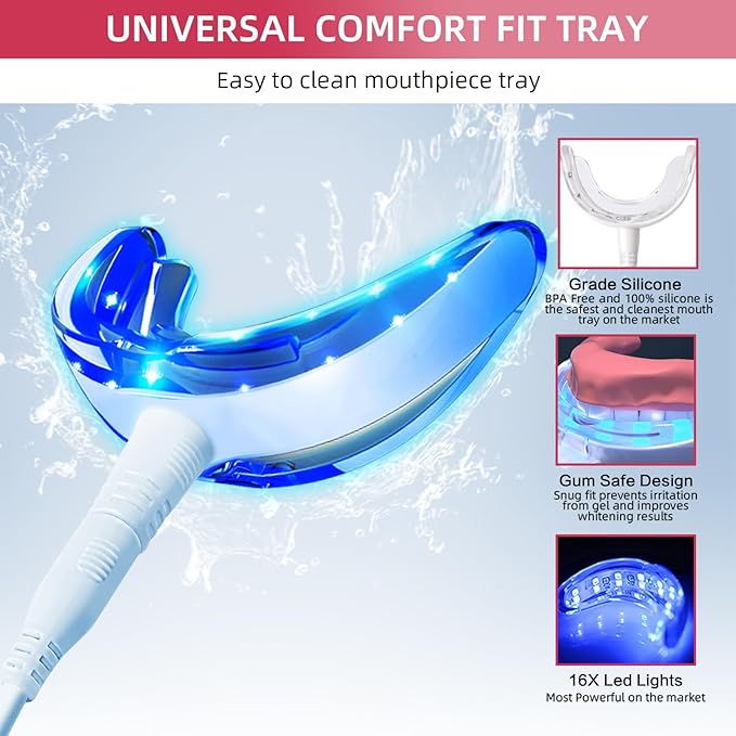 Professional Teeth Whitening Kit with 5 Teeth Whitening Gel, LED Accelerator Light & Rechargeable Design - Enamel Safe Gel, Custom Trays, Fast Results for Sensitive Teeth - Whitening Gel Kit-Ruum Studio Home