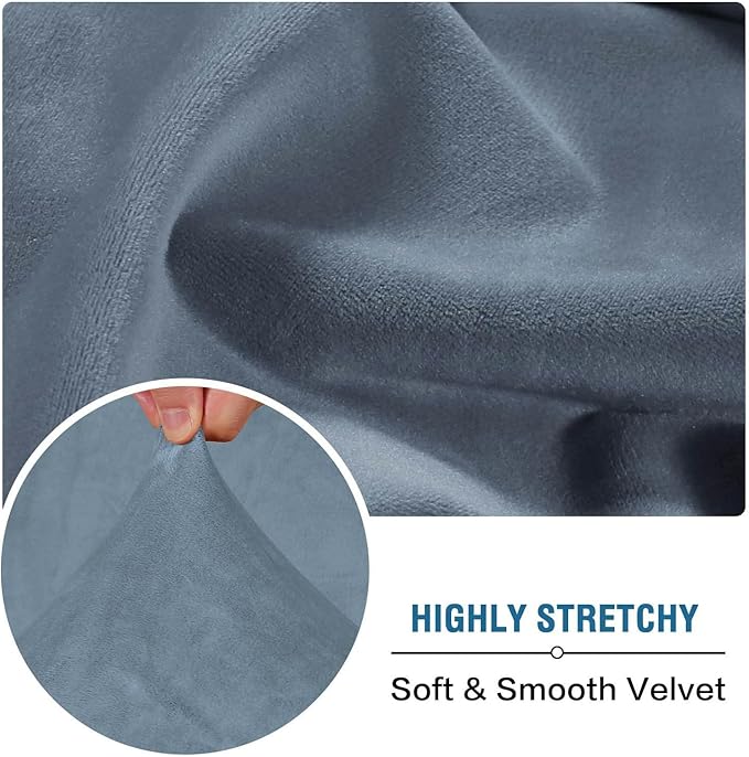 H.VERSAILTEX Velvet Stretch Individual Chaise Cover Sectional Couch Covers for L Shaped Sofa Both Left/Right Furniture Protector Seat Cushion Sofa Cover (1 Piece Chaise Cover, Stone Blue)-Ruum Studio Home