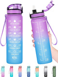 Enerbone Water Bottle, Leakproof BPA & Toxic Free, Motivational Water Bottle with Times to Drink and Straw, Fitness Sports Water Bottle with Strap for Office, Gym, Outdoor Sports-Ruum Studio Home