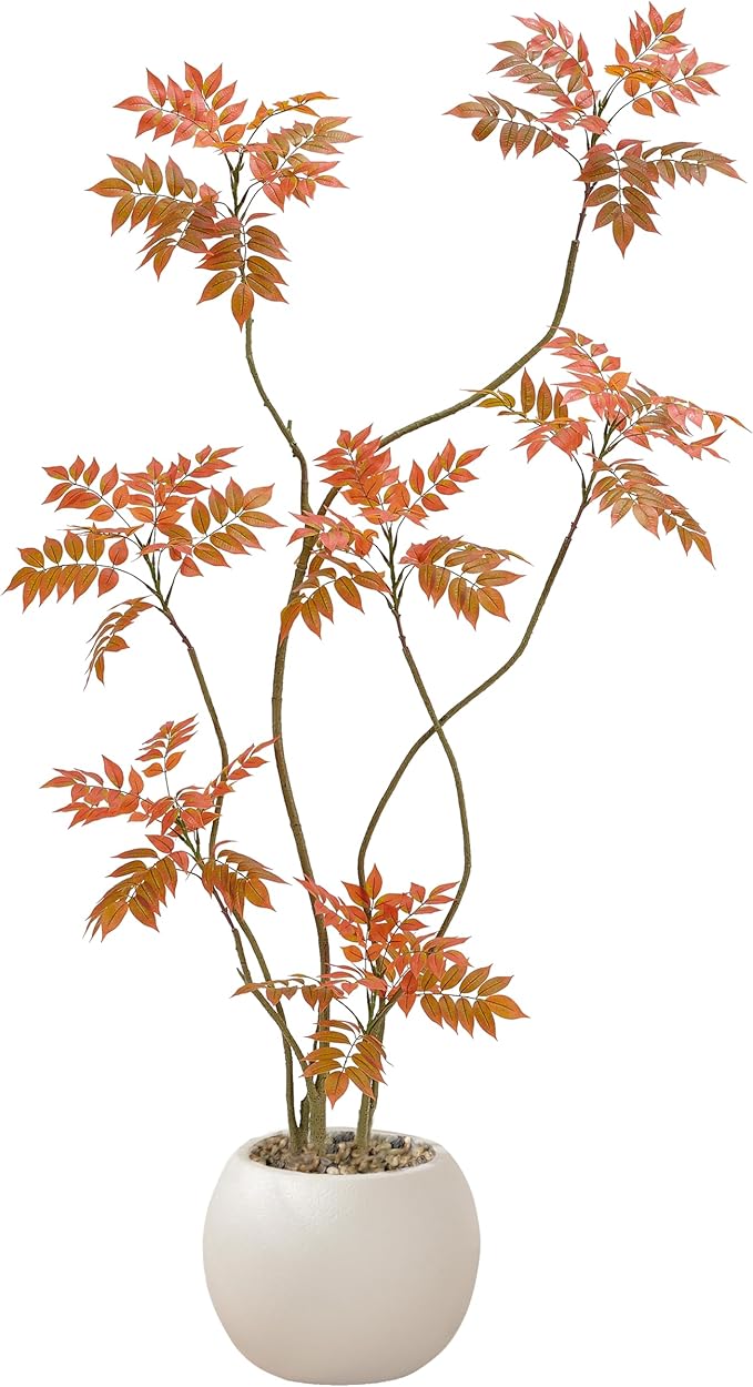 Artificial Mahonia Fortunei Tree 6ft,Tall Fake Plant Artificial Sumac Tree, Faux Plants Indoor Fake Plants Decor with Pots for Home Office Bathroom Bedroom Living Room Decorations Housewarming-Ruum Studio Home