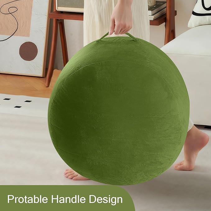 MeMoreCool Round Stuffed Pouf Ottoman Foot Rest, Floor Pouf Foot Stool with Soft Foam Chunk Filling, Small Round Ottoman Footstool Circle Footrest for Living Room, Green-Ruum Studio Home