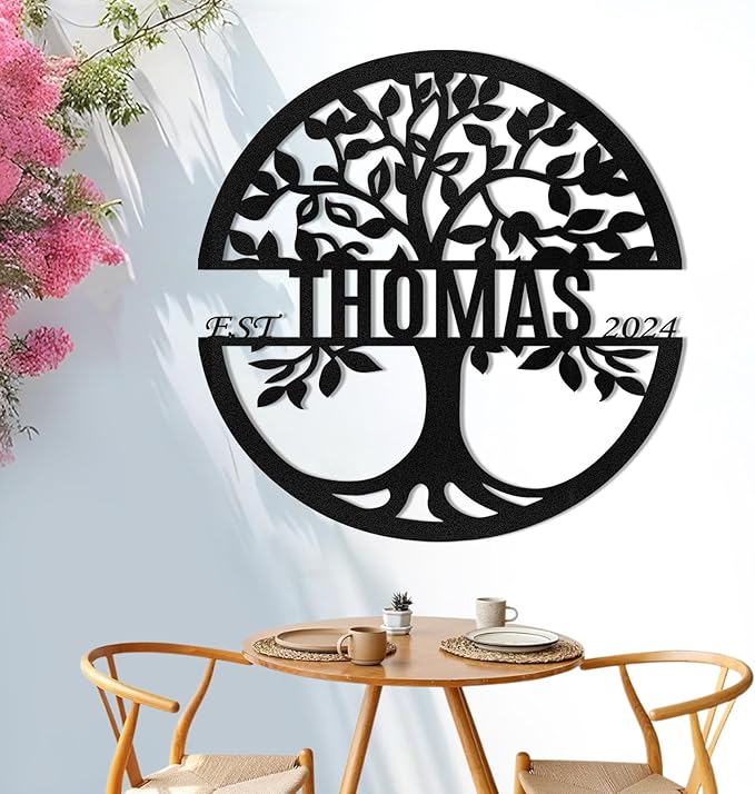 Metal Signs Customized, Tree of Life Metal Signs, Personalized Family Name Sign, Outdoor Metal Wall Art, Metal Tree Wall Decor, Porch Signs Outdoor, Housewarming Gift, Rustic Home Decor-Ruum Studio Home
