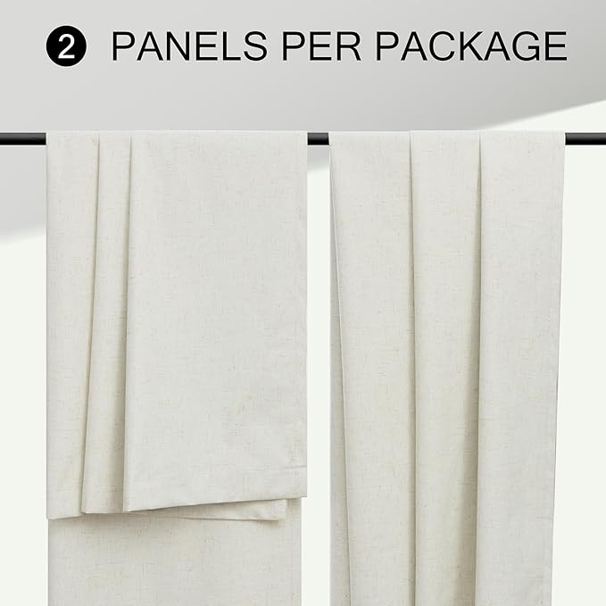 Total Blackout Linen Pleated Curtains with White Backing Back Tab Viral Weather Thermal Insulated Custom Length Curtain for Dining Room Kids Bedroom Noise Cancelling Cream Drape 102 Inch Long 2 Panel-Ruum Studio Home