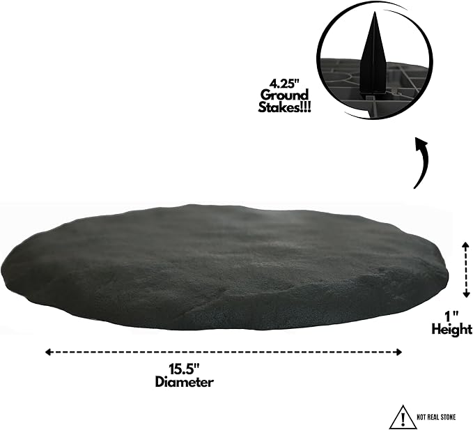 Ei Circular 15.5” Stepping Stones with Ground Stakes - Home or Garden Step Stones for Outdoor Walkway or Pathway Pavers - Resin Material (4, Slate Grey)-Ruum Studio Home