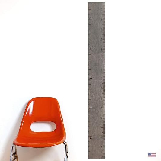 Growth Chart for Wall - Height Chart for Kids, Growth Chart for Kids, Measuring Board for Kids Height, Wooden Growth Chart for Wall, Height Measurement for Wall - Gray (63"x6.7")-Ruum Studio Home