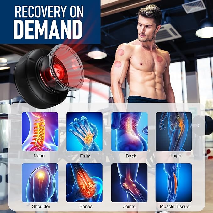 5-in-1 Smart Dynamic Cupping Set, 20 Levels Cupping Kit for Massage Therapy with Red Ligh-t Therapy&Heat Penetrates for Targeted Pain Relief, Knots, Aches, Muscle Soreness - 2Pcs(Black&Black)-Ruum Studio Home