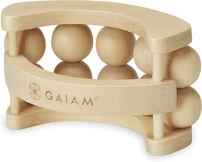 Gaiam Relax Massage Ball Roller - Handheld Wooden Total Body Massager for Back, Neck, Foot, Calf, Leg, Arm | Deep Tissue Massager Relief for Sore Muscles-Ruum Studio Home