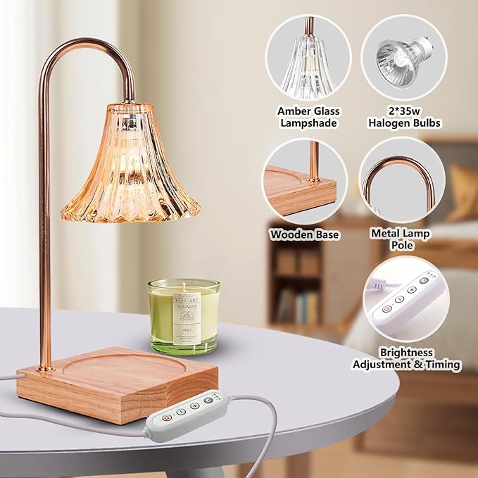 GEEZO Fragrance Candle Warmer Lamp，Electric Candle Warmer with Timer & Dimmer，Mom Christmas Birthday Gifts for Women, House Warming Gifts New Home Bedroom Decor-Ruum Studio Home