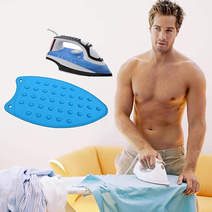 Bringsine Silicone Iron Rest Pad for Ironing Board Hot Resistant Mat(Blue)-Ruum Studio Home