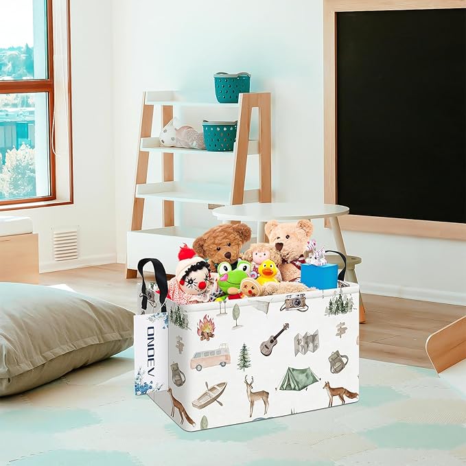 Rectangular Folding Laundry Basket,waterproof Canvas Basket,gift basket,Suitable for children's room,Office,Clothes,Toys Storage(Outdoor adventure)-Ruum Studio Home