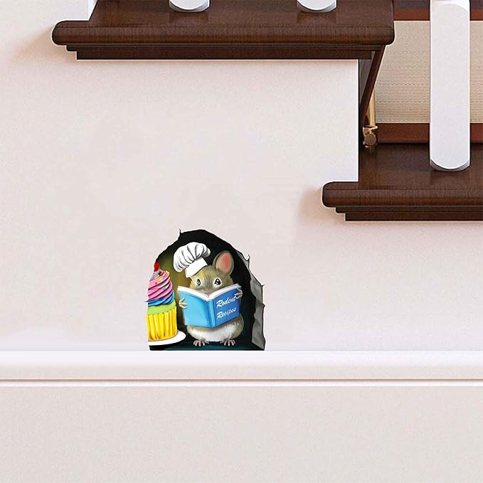 Adorable Pastry Mouse Reading Book Wall Sticker Decal – Kids Room, Classroom, Home Decor, Bookcase, Book Lover Gift, Children's Bedroom, Nursery, Cute Mouse, MICESTERPIECE-Ruum Studio Home