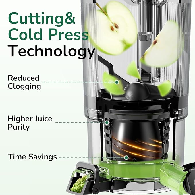 Canoly C16 Cold Press Juicer, 6" Extra Wide Feed Chute, 3-IN-1 Strainers (Juice & Sorbet & Nut Milk), Powerful AC Brushless Motor, Self Precut System, Juicer Machines with BPA-Free (Space Gray)-Ruum Studio Home