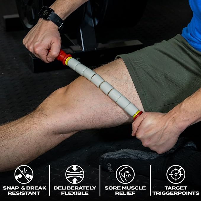 Massage Stick 18" Flexible Handheld Spindle Massage Roller (Will Contour to Any Muscle) - Full Body Muscle Recovery & Myofascial Release (Medium - 18" Massage Stick)-Ruum Studio Home