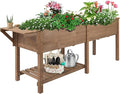 Raised Garden Bed with Legs Outdoor,Elevated Garden Box,Storage Shelf, Protective Liner for Backyard,Patio,Balcony,80x23x30in (Brown)-Ruum Studio Home