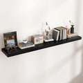 Floating Shelves for Wall, Large Wall Mounted Shelves with Invisible Brackets, Long Wood Floating Shelf Shelves for Living Room, Bedroom, Kitchen, (Black, 55" W x 9" D x 1.5" H)-Ruum Studio Home