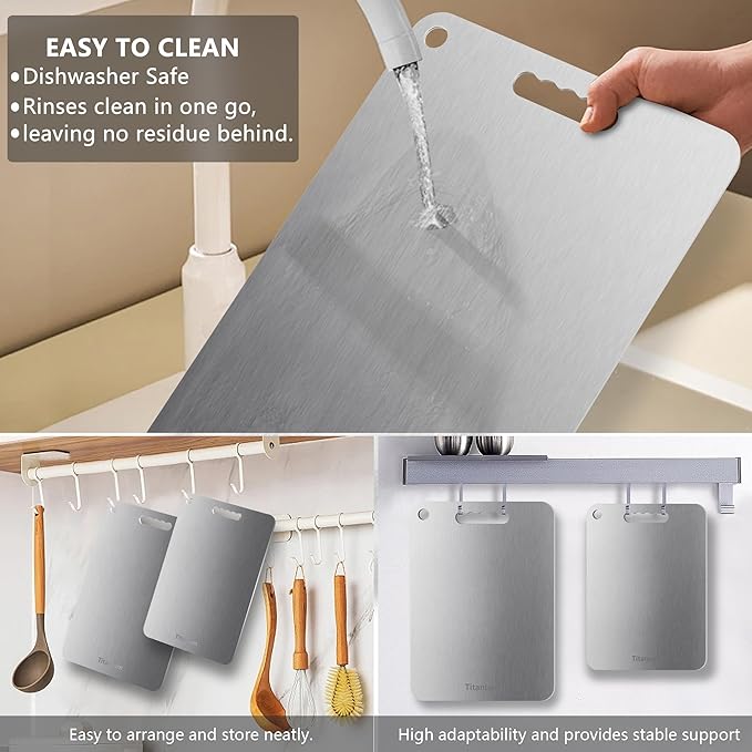 Titanium Cutting Board Ultra-Lightweight,Non-Toxic,Food-Grade Pure Titanium Cutting Boards for Kitchen Dishwasher Safe Double Sided High - End Chopping Board for Meat Vegetable Fruit-Ruum Studio Home