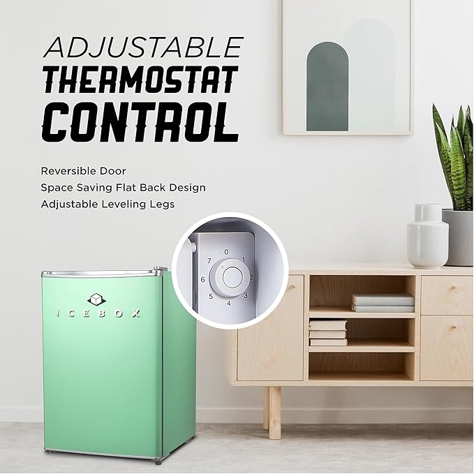 IBCR25MNT Compact, Energy Star Certified Small, Single Door Mini Fridge with Freezer Refrigerator, Large (2.5 cu ft), Mint Green-Ruum Studio Home