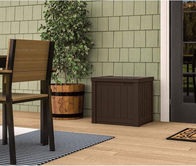 Suncast 17 x 22 Inch Resin 22-Gallon Patio Storage Deck Box, Java Brown (2 Pack)-Ruum Studio Home