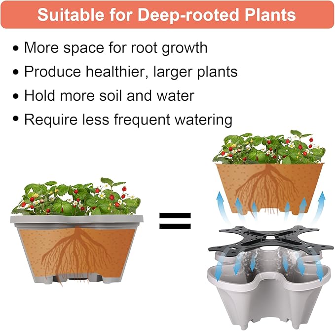 Vertical Planter 7 Tier Stackable Planters Garden Planters Strawberry Herb Flower and Vegetable Planter Indoor Outdoor Gardening Pots with Removable Wheels and Tools 2-Pack-Ruum Studio Home