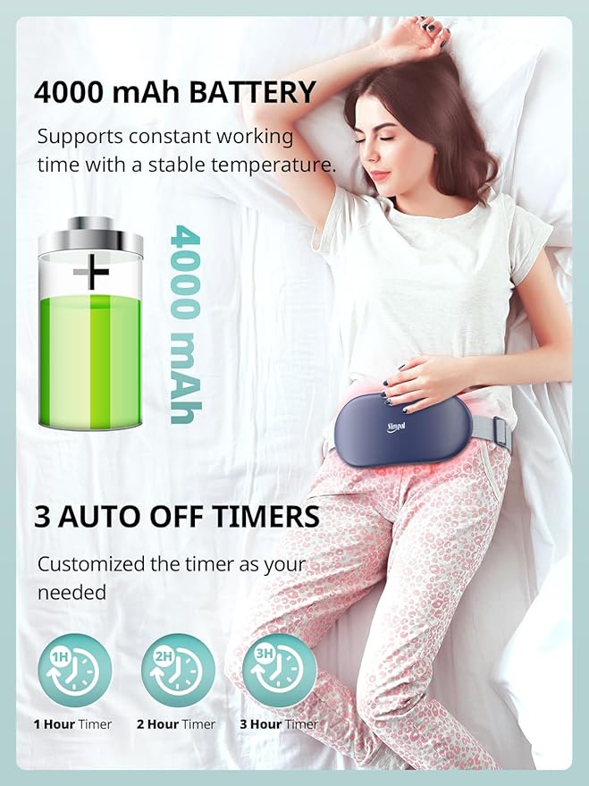 Slimpal Heating Pad for Period Cramps, Plus-Sized Portable Electric Heating Pad, Menstrual Cordless Heat Belt Back, Belly, Waist Pain Relief, Long-Lasting Battery, Gift for Her Girl Women, Dark Blue-Ruum Studio Home