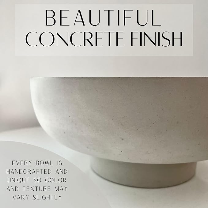 OAKOA Concrete Fruit Bowl for Kitchen Counter - Large Decorative Bowls for Home Decor - Modern Key Bowl for Entryway Table - Pedestal Bowl for Keys-Ruum Studio Home