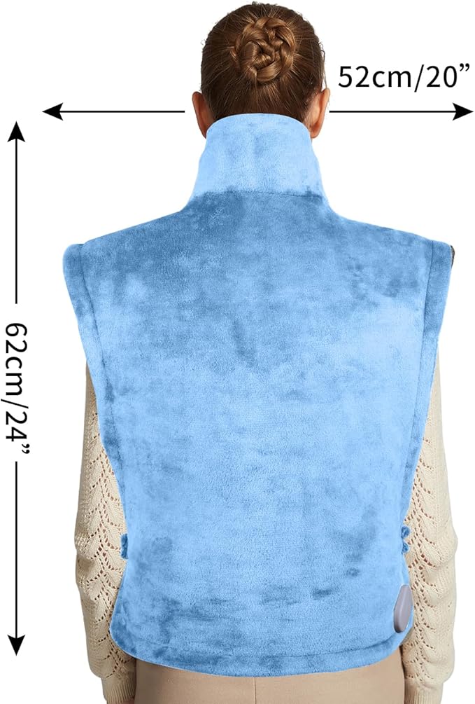 26" x 35" Flannel Neck&Shoulder&Back Heating Pad with 12 Temperature Settings& Countdown Timer,Pain Relief for Back/Neck/Shoulders/Menstrual Pain, Christmas Gifts for Women Men Mom Dad(Light Blue)-Ruum Studio Home