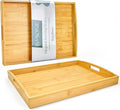 Larger Bamboo Serving Tray with Handles - Decorative Wooden Trays for Eating, Working, and Storing, Suitable for Use in Bedroom, Living Room, Kitchen, Bathroom, Outdoor Scenarios and More-Ruum Studio Home