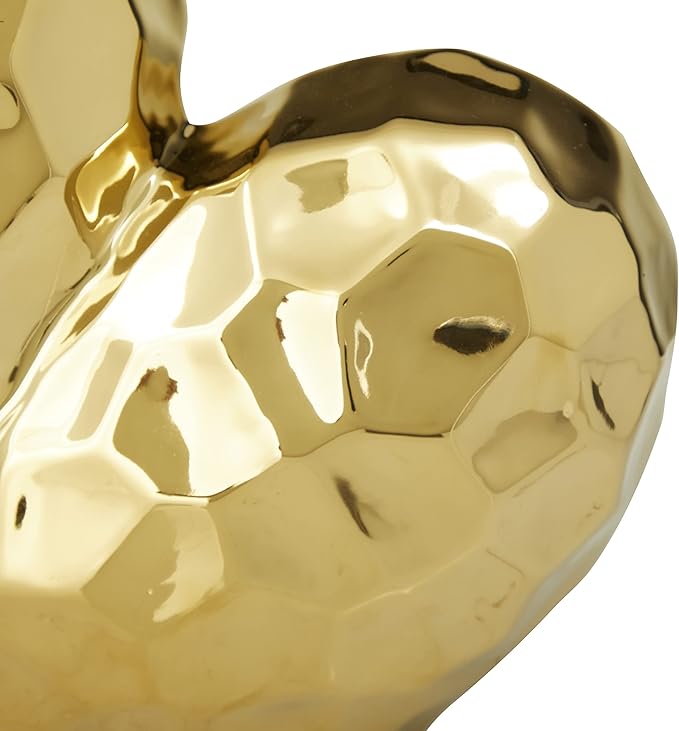 Deco 79 Porcelain Heart Sculpture, 8" x 3" x 8", Gold (Pack of 12)-Ruum Studio Home