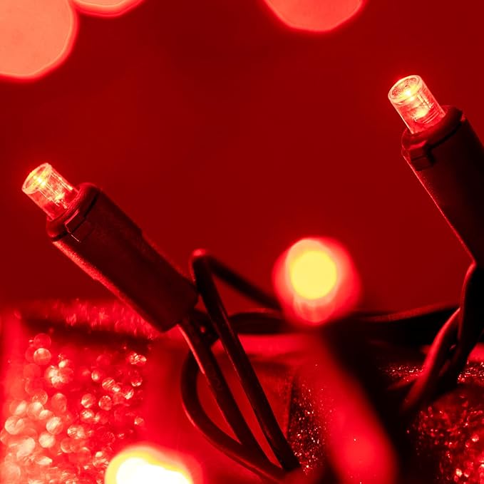 200 Count Red Wide Angle LED Christmas Lights, 66 ft Green Wire UL Certified Commercial Grade 5mm Holiday String Light Set (Red)-Ruum Studio Home