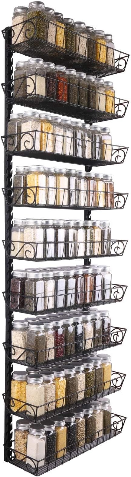 SWOMMOLY Adjustable Wall Mount Spice Rack, 9-Tier Dual-use (Multi-use) Organizer, Black-Ruum Studio Home