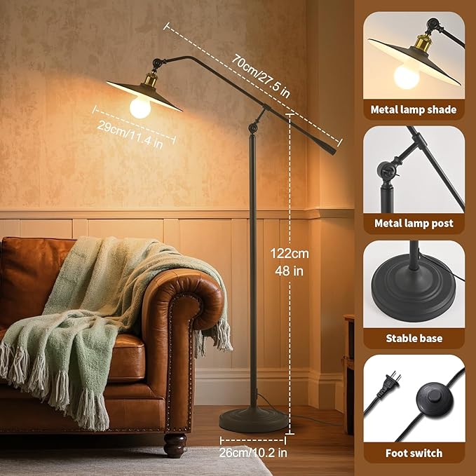 Bright Smart Floor Lamp with Remote Control and Bluetooth Dimming,Living Room Couch Corner Bedroom Office Library Study Reading Standing Lights, Adjustable Black Rustic Vintage Industrial Home Decor-Ruum Studio Home