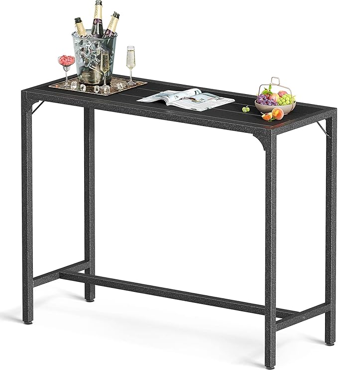 ODK 39 Inch Outdoor Bar Table, Patio Counter Bar Height Table with Weather Resistant Waterproof Top for Hot Tub Garden, Yard, Balcony, Poolside, Indoor (Black)-Ruum Studio Home