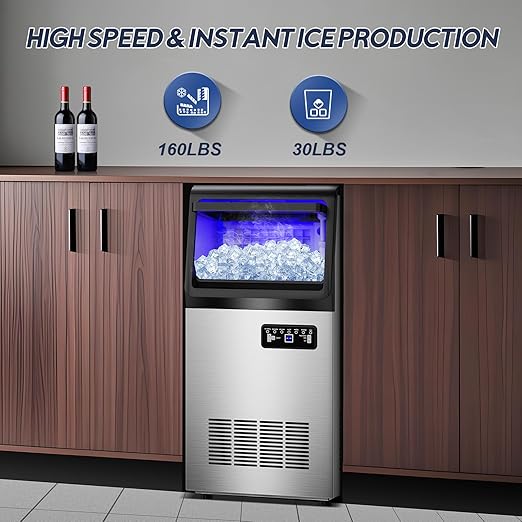 Commercial Ice Maker Machine, 110LBS/24H with 35=0LBS Storage Bin, 15" Wide Built-in Undercounter/Freestanding Ice Maker Machine for Home Bar Outdoor, 40PCS Ice Cubes Ice Machine, Self Cleaning-Ruum Studio Home