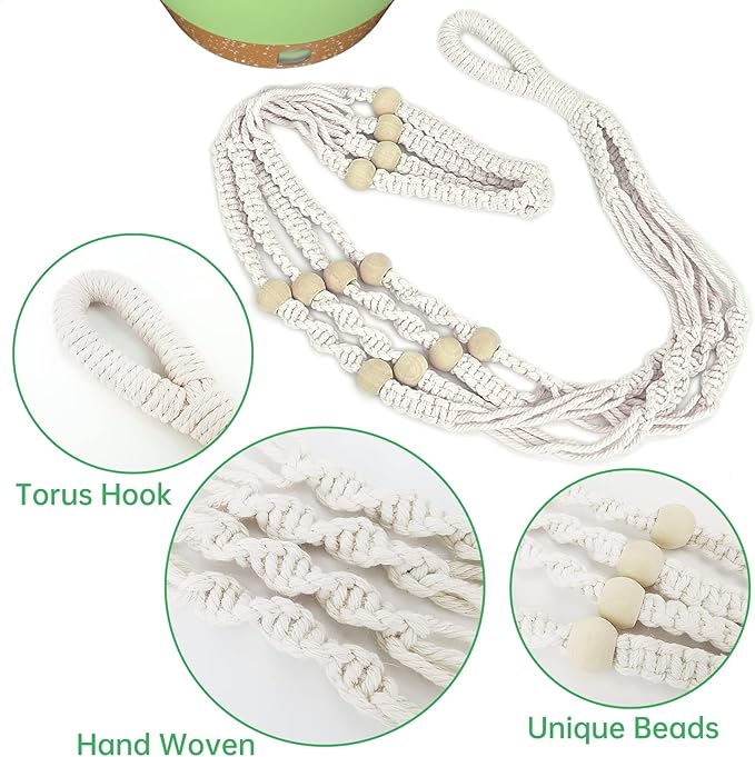 ZMTECH 2 Pack 10 Inch Hanging Planters with Macrame Plant Hanger for Indoor and Outdoor Plants, Self Watering, Drainage Hole, Visible Level Tray, Green-Ruum Studio Home