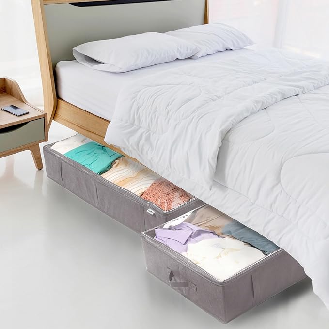 Closet Organizers and Storage - Maximize Space with Under Bed Storage Containers & Clothes Storage - Ideal Closet Organizer, Toy Storage Organizer & Underbed Storage (Grey, 4 Pack)-Ruum Studio Home