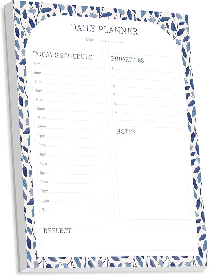 Bliss Collections Daily Planning Pad, To Do List Notebook - Undated Tear-Off Sheets Notepad - Work Calendar, Organizer, Scheduler for Goals, Tasks - Daily Planner (Floral), 8.5" x 11", 50 Sheets-Ruum Studio Home