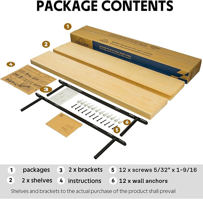 BGMG Wood Floating Shelves 36 inch, Wide Rustic Wooden Wall Shelves for Bathroom Living Room Bedroom Kitchen Farmhouse Set of 2-36x 6.7 x1.25 inch- DIY-Unfinished-Ruum Studio Home