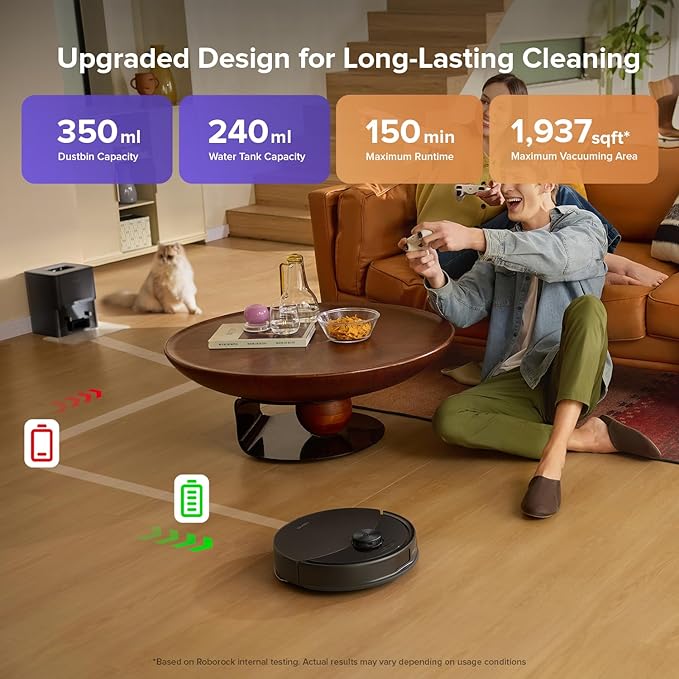 roborock Q10 S5+ Robot Vacuum and Mop with Self-Emptying, 10,000Pa Suction, Upgraded from Q8 max+, Obstacle Avoidance, Sonic Mopping, Dual Anti-Tangle Design, Auto Mop Lifting, Ideal for Pet Hair-Ruum Studio Home