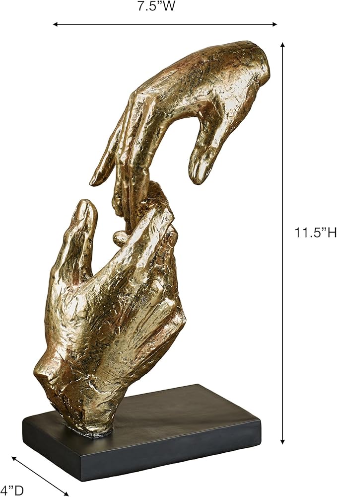 Touch of Class Loving Hands Table Sculpture - Gold - Made of Resin - Contemporary Art Statue - Sign of Love Decor - Modern Hand Statues and Sculptures for Home Desk, Living Room - 11.5 Inches High-Ruum Studio Home