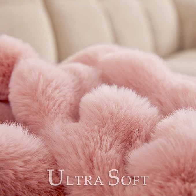 BENVWE Faux Fur Throw Blanket for Couch Bed - Fluffy Soft Thick Bubble Blanket for Living Room Home Decor - Mothers Day Birthday Gifts for Women, Dusty Pink, 63" x 80"-Ruum Studio Home