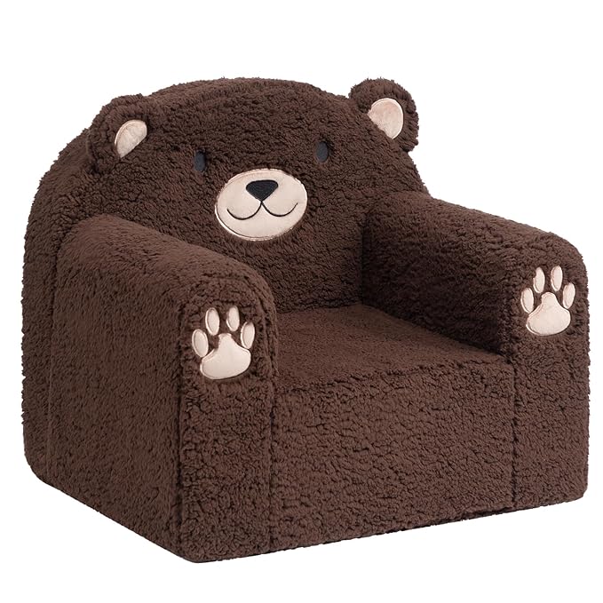 ALIMORDEN Animal Series Kid's Chair, Ultra-Soft Comfy Foam Filled Toddler Sofa Chair, Cute Animal-Shaped Design Toddler Couch, Lightweight Birthday for Baby Boys & Girls (Chocolate Bear)-Ruum Studio Home