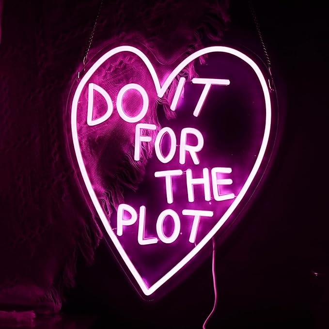 Do It For The Plot Neon Sign Dimmable Pink Words Neon Light for Wall Decor USB Led Heart Neon Light Sign for Bedroom Living Room Wedding Party Bar Neon Sign-Ruum Studio Home