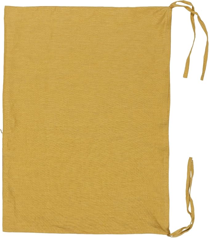 Hanging Linen Laundry Bag, 100% Pure Flax Linen Over The Door Hamper with Bottom Zipper for Laundry Room, Household Dirty Cloth Storage Organizer Bag, Turmeric-Ruum Studio Home